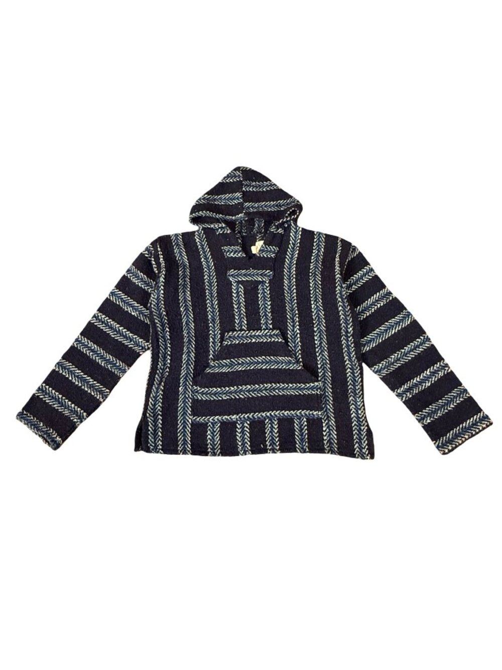 Vintage 1990s Beach Navy White Knit Sweatshirt Made in Mexico